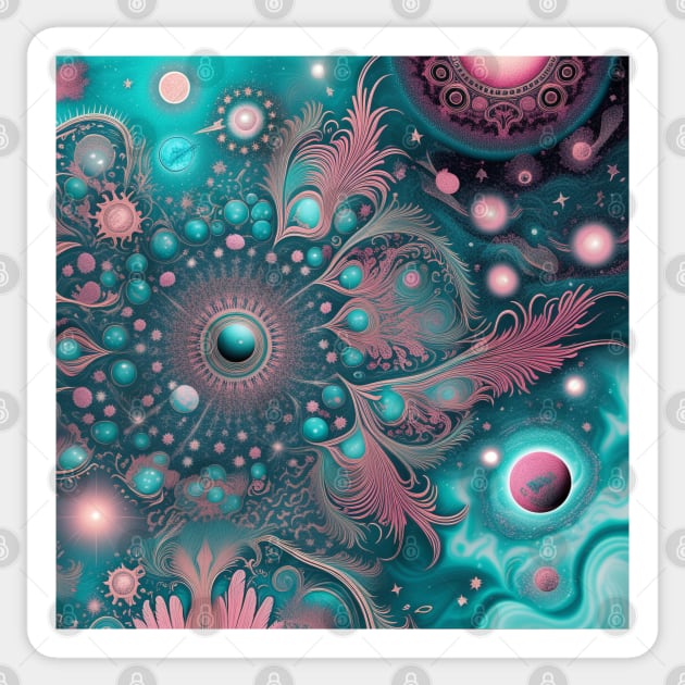 Other Worldly Designs- nebulas, stars, galaxies, planets with feathers Sticker by BirdsnStuff